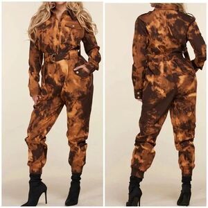Femi Sepia Tye Dye Jumpsuit Denim size M